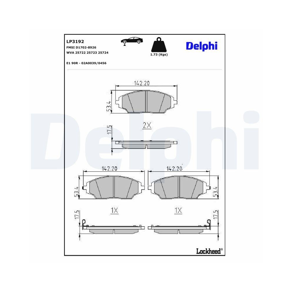 DELPHI LP3192 Bremsbelagsatz, Scheibenbremse f&uuml;r CHEVROLET, Vorderachse
