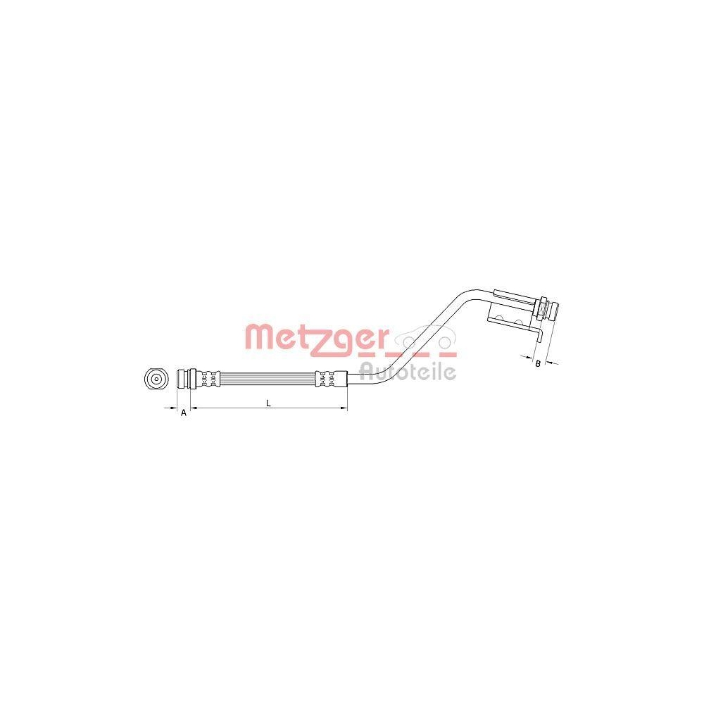 Bremsschlauch METZGER 4110825 f&uuml;r HYUNDAI KIA, Hinterachse links