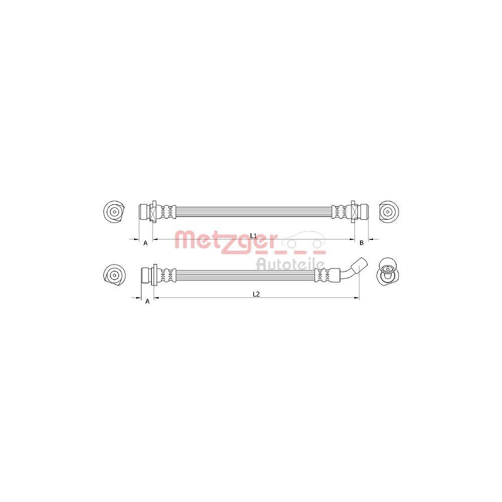 Bremsschlauch METZGER 4111072 f&uuml;r HONDA, Hinterachse rechts