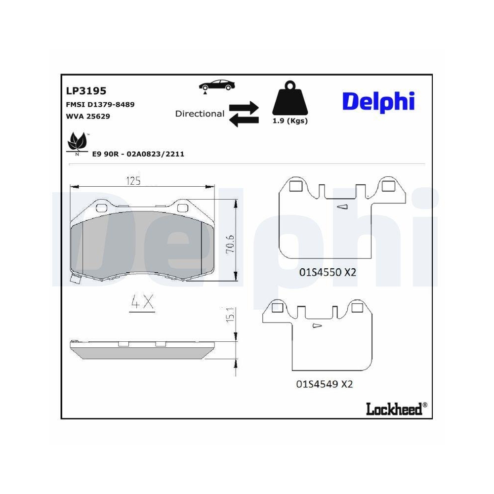 DELPHI LP3195 Bremsbelagsatz, Scheibenbremse f&uuml;r OPEL VAUXHALL, Vorderachse