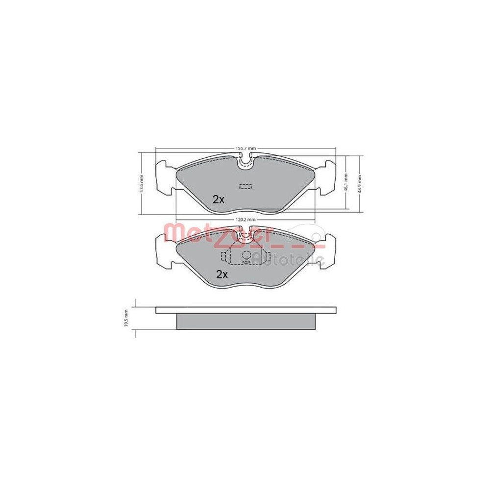 Bremsbelagsatz, Scheibenbremse METZGER 1170293 f&uuml;r SAAB, Vorderachse