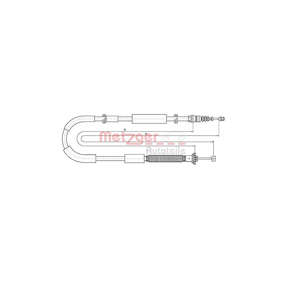 Seilzug, Feststellbremse METZGER 12.0722 f&uuml;r FIAT, hinten rechts