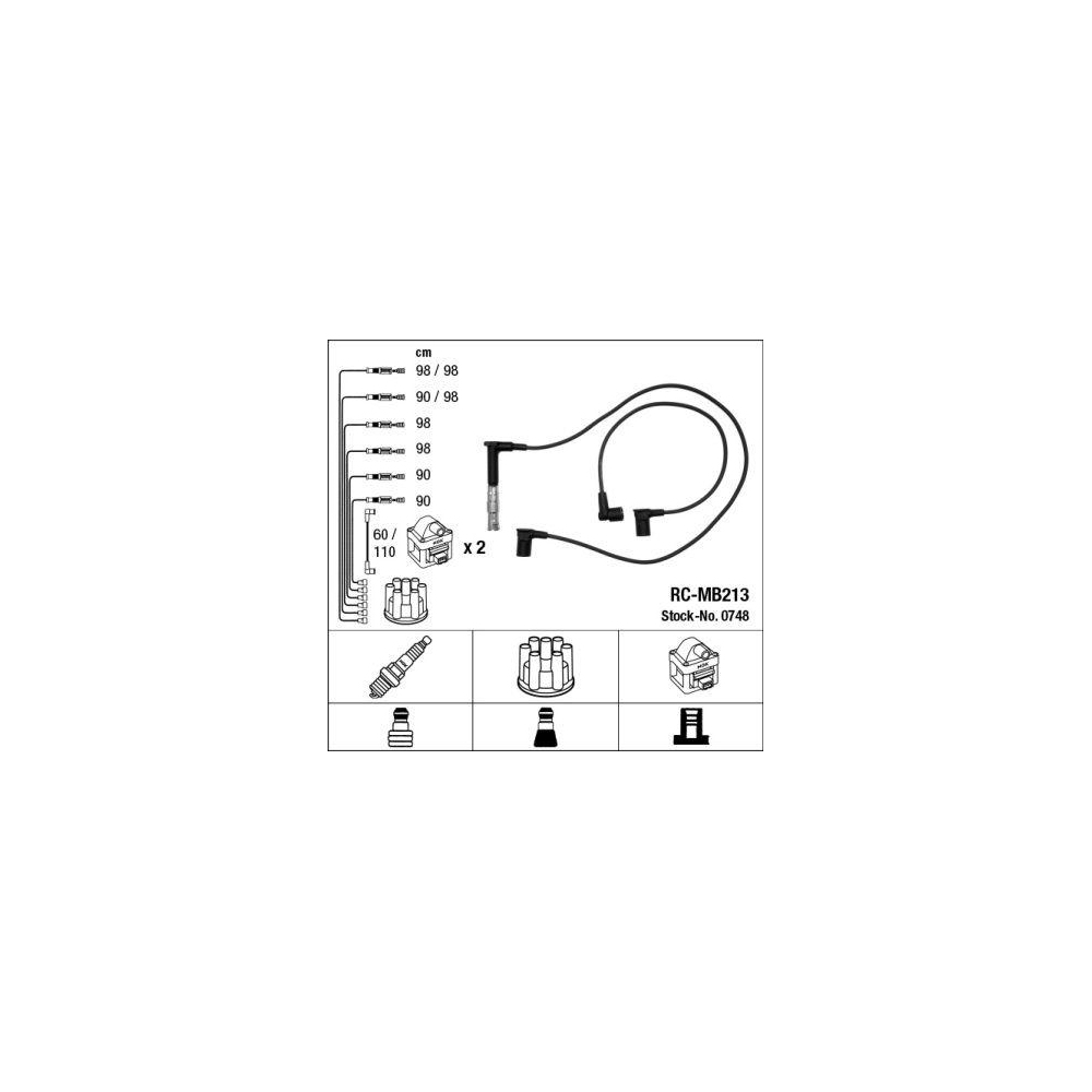 Z&uuml;ndleitungssatz NGK 0748 f&uuml;r, f&uuml;r Fahrzeuge mit Z&uuml;ndverteiler