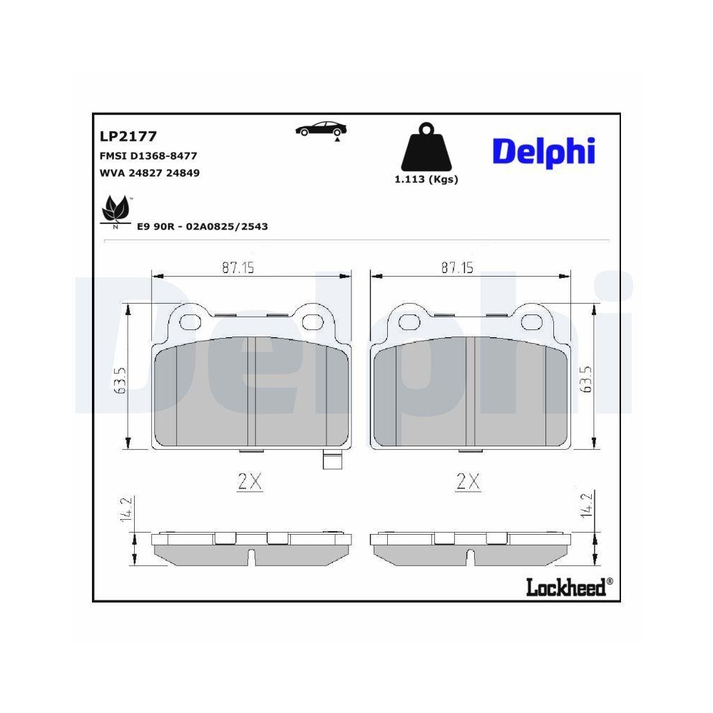 DELPHI LP2177 Bremsbelagsatz, Scheibenbremse f&uuml;r MITSUBISHI, Hinterachse