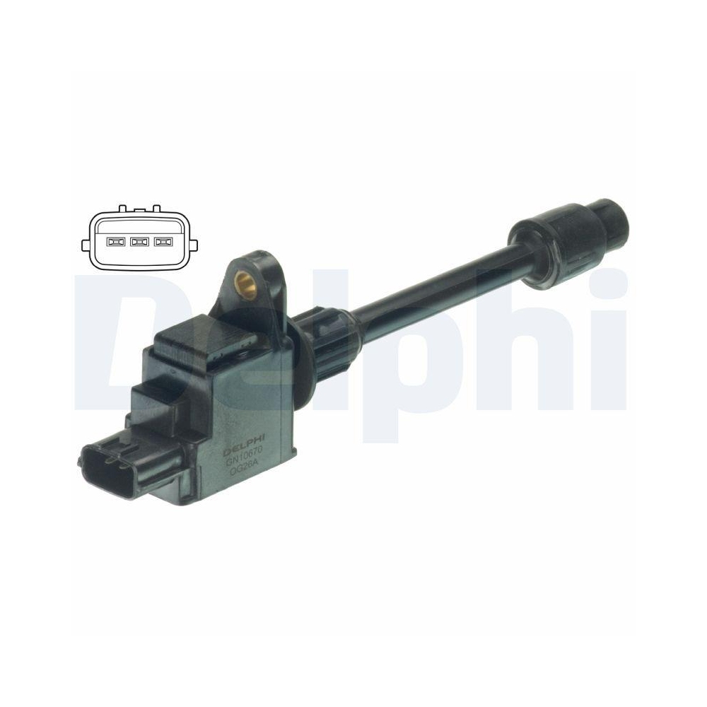 Zündspule DELPHI GN10670-12B1 für NISSAN, hinten, rechts