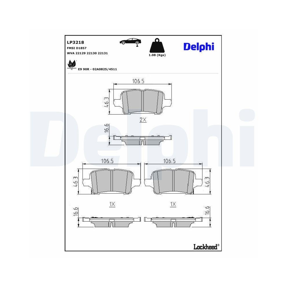 DELPHI LP3218 Bremsbelagsatz, Scheibenbremse f&uuml;r OPEL VAUXHALL, Hinterachse