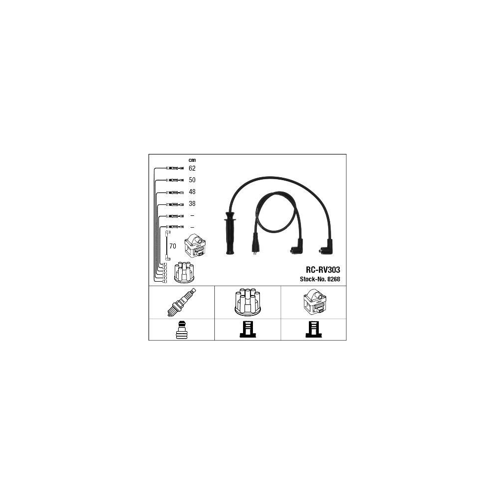 Z&uuml;ndleitungssatz NGK 8268 f&uuml;r FORD MG ROVER, f&uuml;r Fahrzeuge mit Z&uuml;ndverteiler
