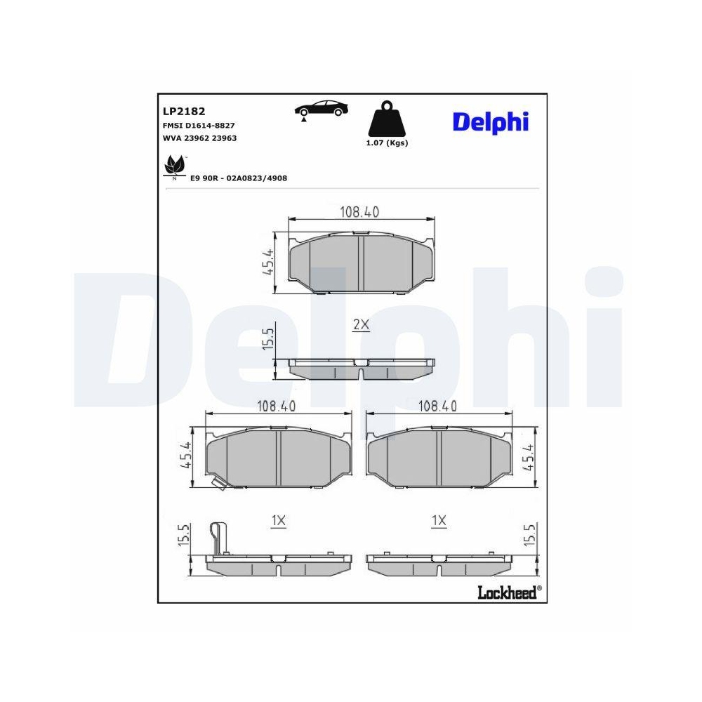 DELPHI LP2182 Bremsbelagsatz, Scheibenbremse f&uuml;r SUZUKI, Vorderachse