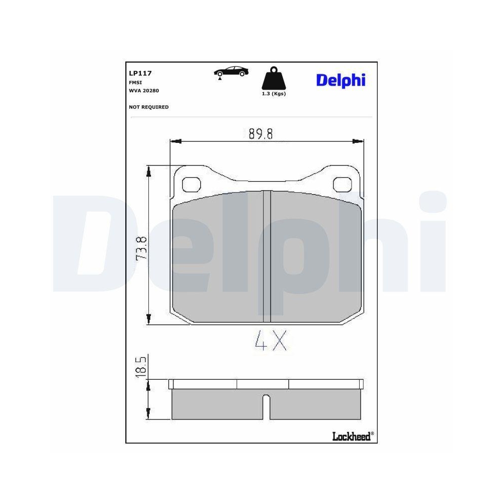 DELPHI LP117 Bremsbelagsatz, Scheibenbremse f&uuml;r ROVER VW LEYLAND DAF