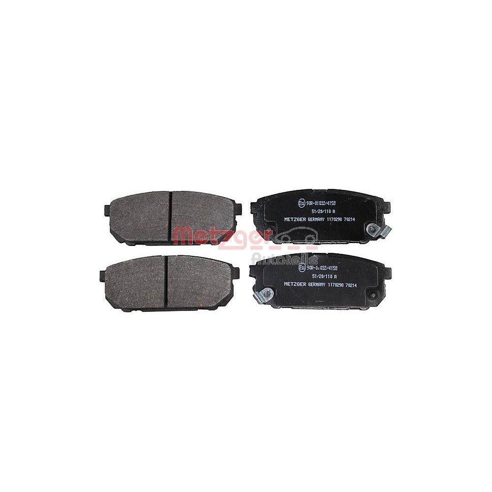 Bremsbelagsatz, Scheibenbremse METZGER 1170298 f&uuml;r KIA, Hinterachse