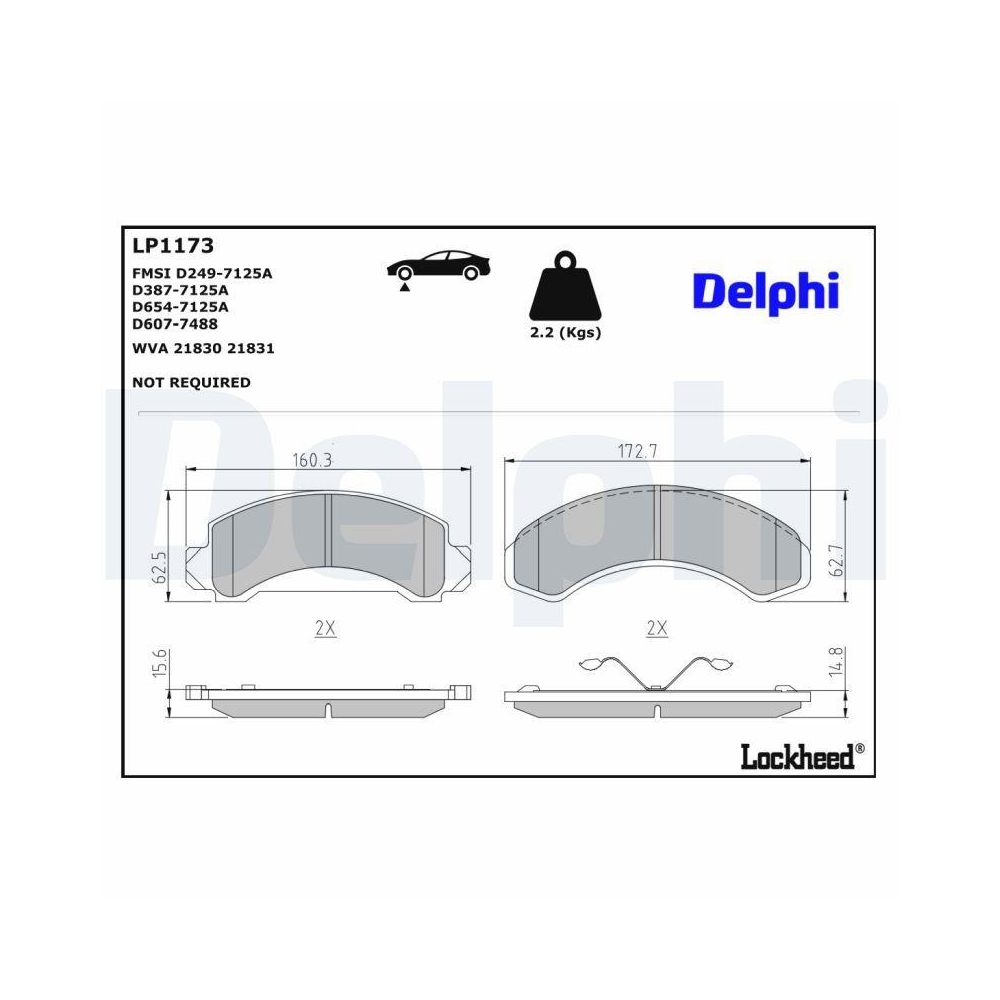 DELPHI LP1173 Bremsbelagsatz, Scheibenbremse f&uuml;r FORD FORD USA, Vorderachse