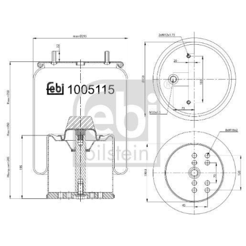 FEBI BILSTEIN 1005115 Federbalg, Luftfederung f&uuml;r GIGANT KRONE
