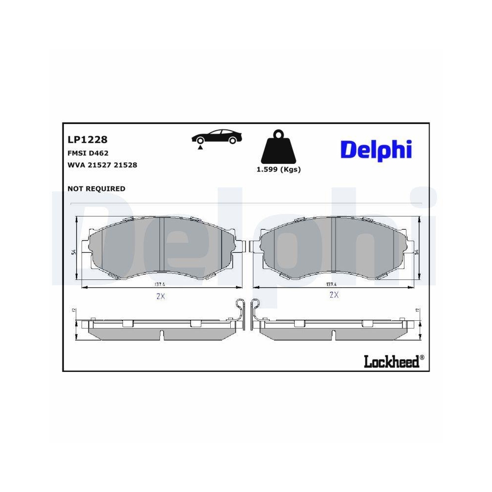 DELPHI LP1228 Bremsbelagsatz, Scheibenbremse f&uuml;r NISSAN INFINITI, Vorderachse