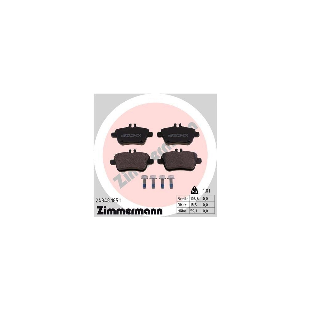 Bremsbelagsatz, Scheibenbremse ZIMMERMANN 24848.185.1 f&uuml;r MERCEDES-BENZ