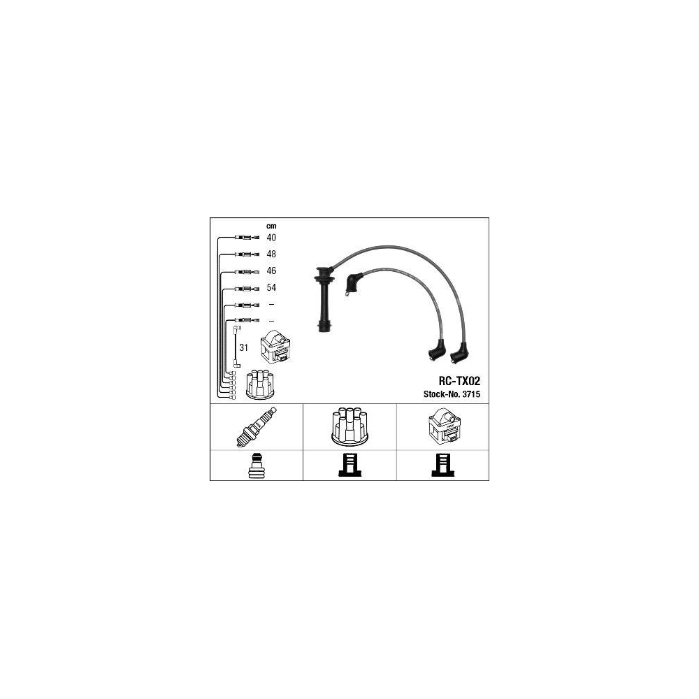 Z&uuml;ndleitungssatz NGK 3715 f&uuml;r TOYOTA, f&uuml;r Fahrzeuge mit Z&uuml;ndverteiler