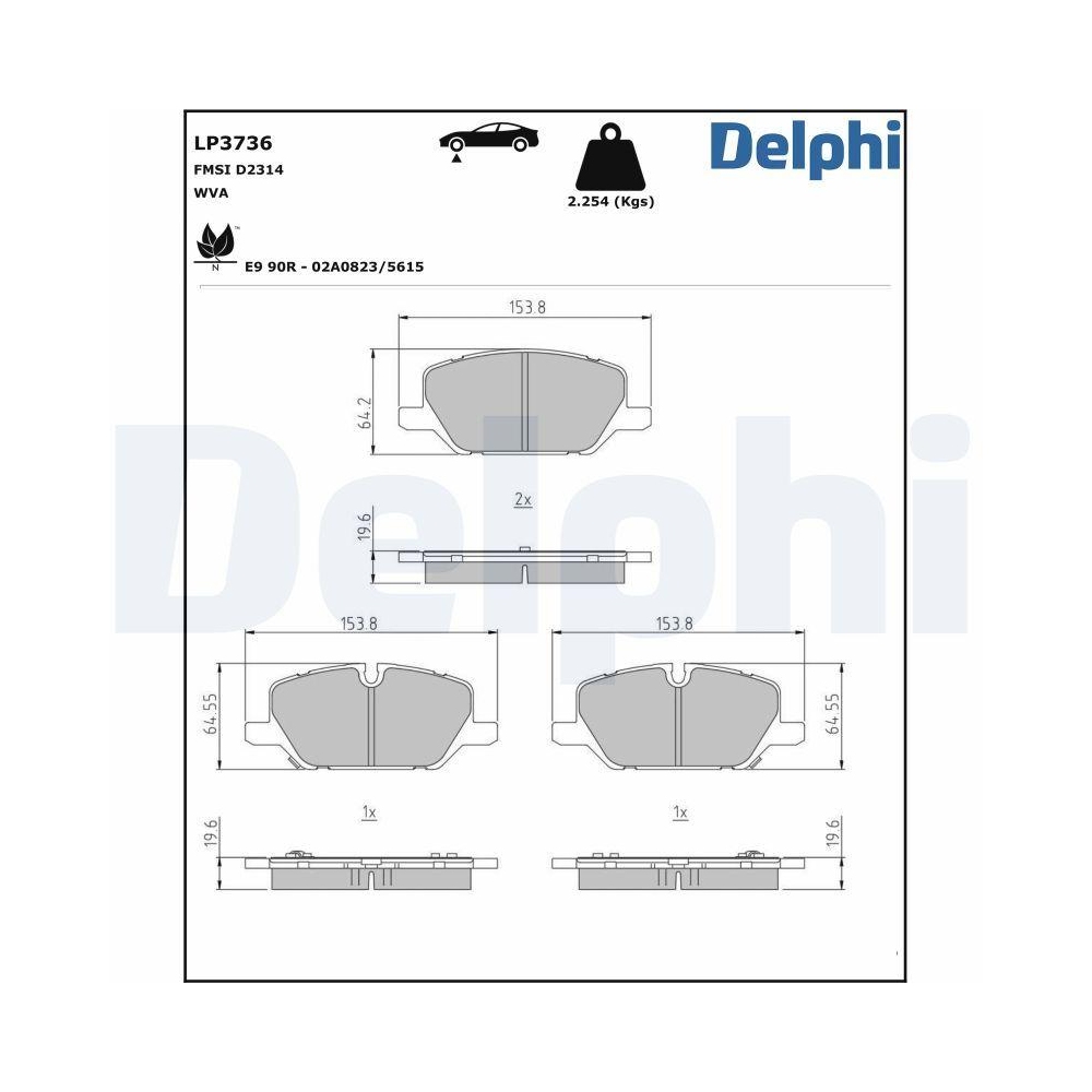 Bremsbelagsatz, Scheibenbremse DELPHI LP3736 für OPEL VAUXHALL, Vorderachse