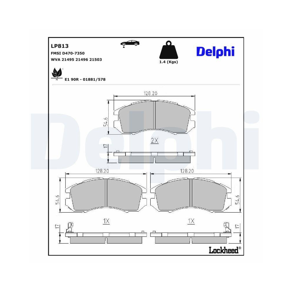 DELPHI LP813 Bremsbelagsatz, Scheibenbremse f&uuml;r SUBARU, Vorderachse