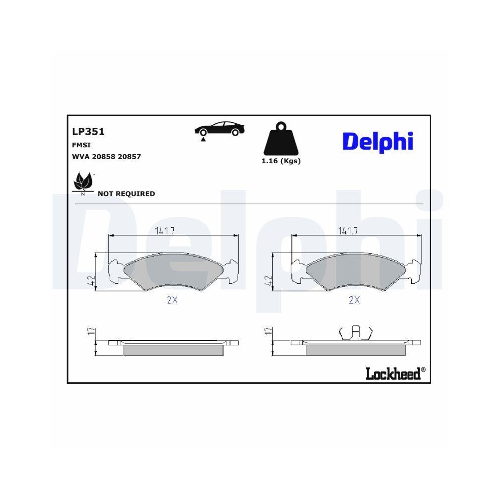 DELPHI LP351 Bremsbelagsatz, Scheibenbremse für FORD, Vorderachse