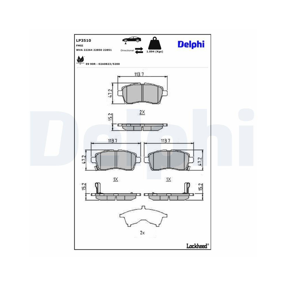 DELPHI LP3510 Bremsbelagsatz, Scheibenbremse f&uuml;r SUZUKI, Vorderachse