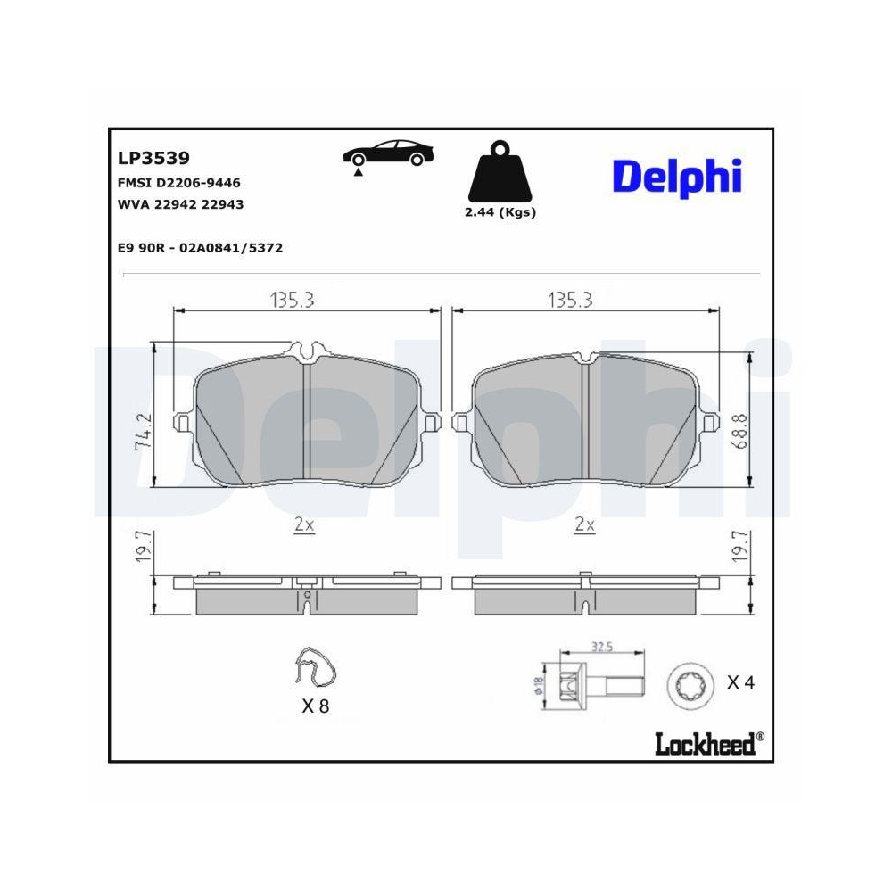 DELPHI LP3539 Bremsbelagsatz, Scheibenbremse f&uuml;r MERCEDES-BENZ, Vorderachse