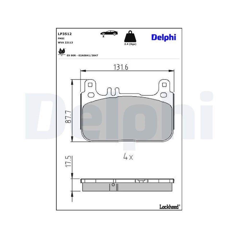 DELPHI LP3512 Bremsbelagsatz, Scheibenbremse f&uuml;r MERCEDES-BENZ, Vorderachse