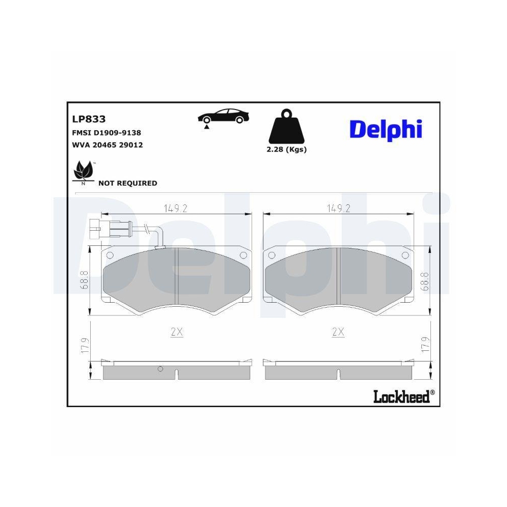 DELPHI LP833 Bremsbelagsatz, Scheibenbremse f&uuml;r IVECO MAGIRUS-DEUTZ, Vorderachse