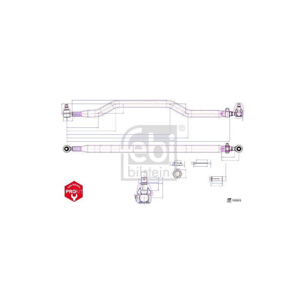 Spurstange FEBI BILSTEIN 185893 ProKit f&uuml;r IVECO, 2. Hinterachse