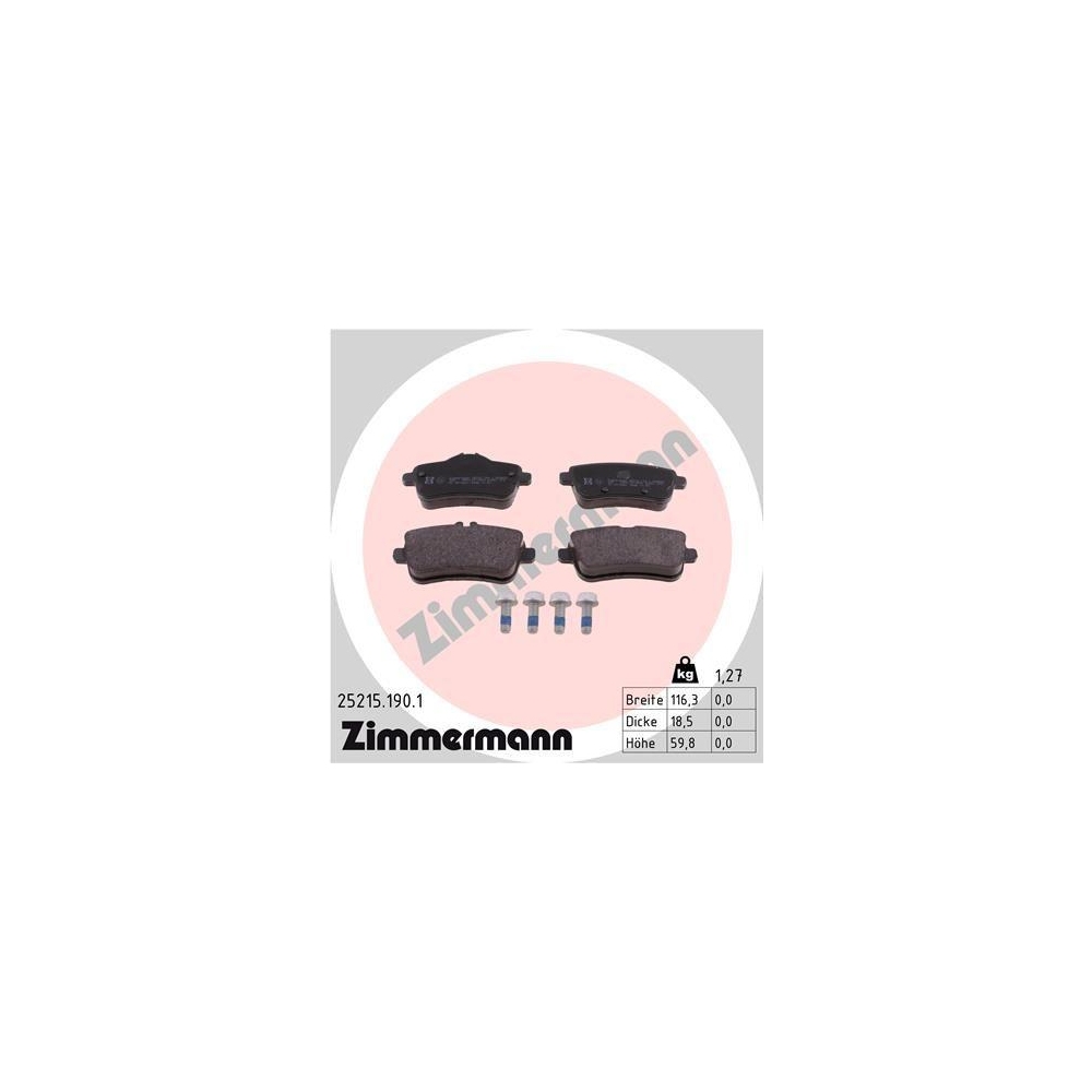 Bremsbelagsatz, Scheibenbremse ZIMMERMANN 25215.190.1 f&uuml;r MERCEDES-BENZ