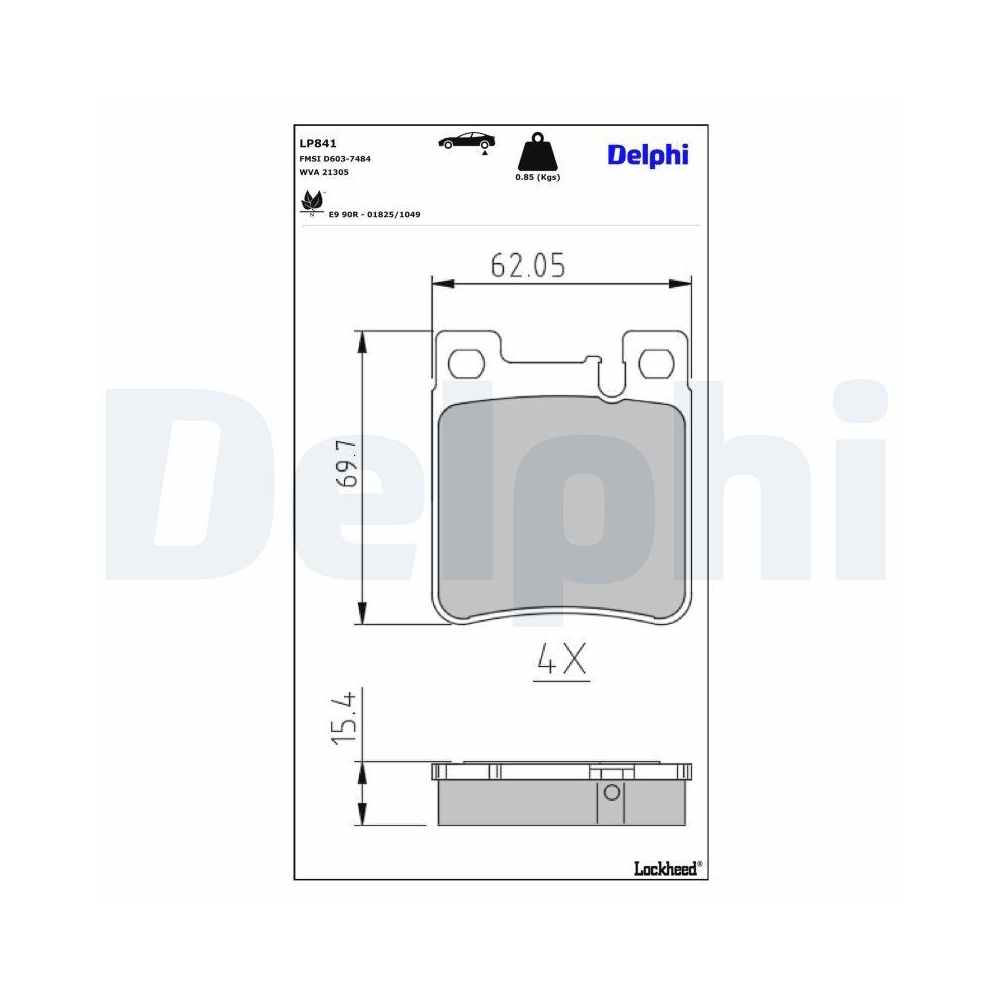 DELPHI LP841 Bremsbelagsatz, Scheibenbremse f&uuml;r CHRYSLER MERCEDES-BENZ
