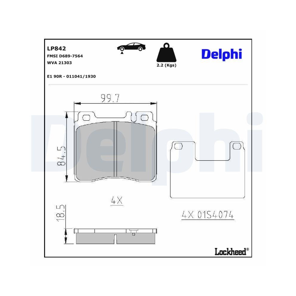 DELPHI LP842 Bremsbelagsatz, Scheibenbremse f&uuml;r MERCEDES-BENZ, Vorderachse