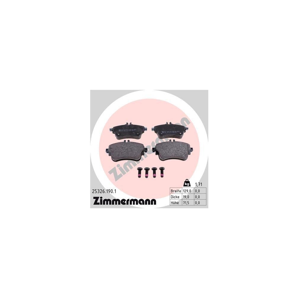 Bremsbelagsatz, Scheibenbremse ZIMMERMANN 25326.190.1 f&uuml;r MERCEDES-BENZ