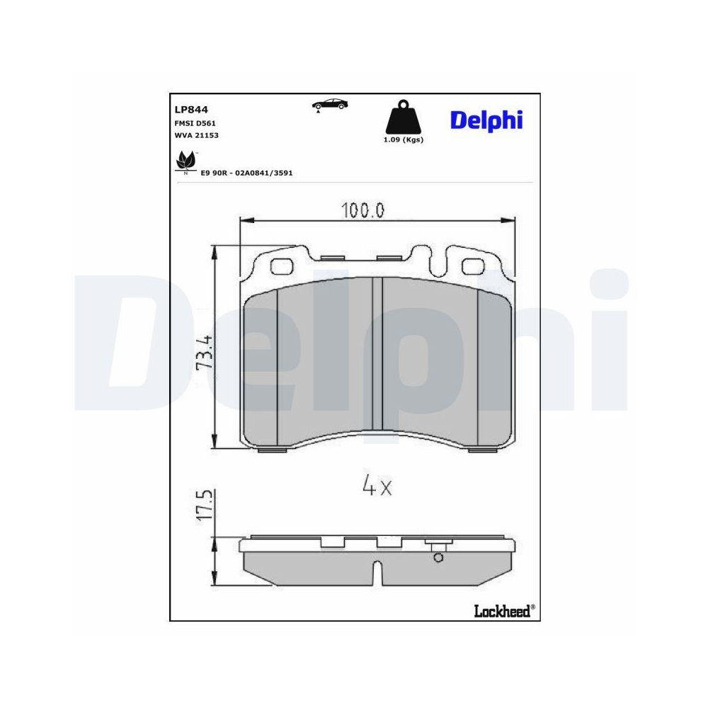 DELPHI LP844 Bremsbelagsatz, Scheibenbremse f&uuml;r MERCEDES-BENZ, Vorderachse