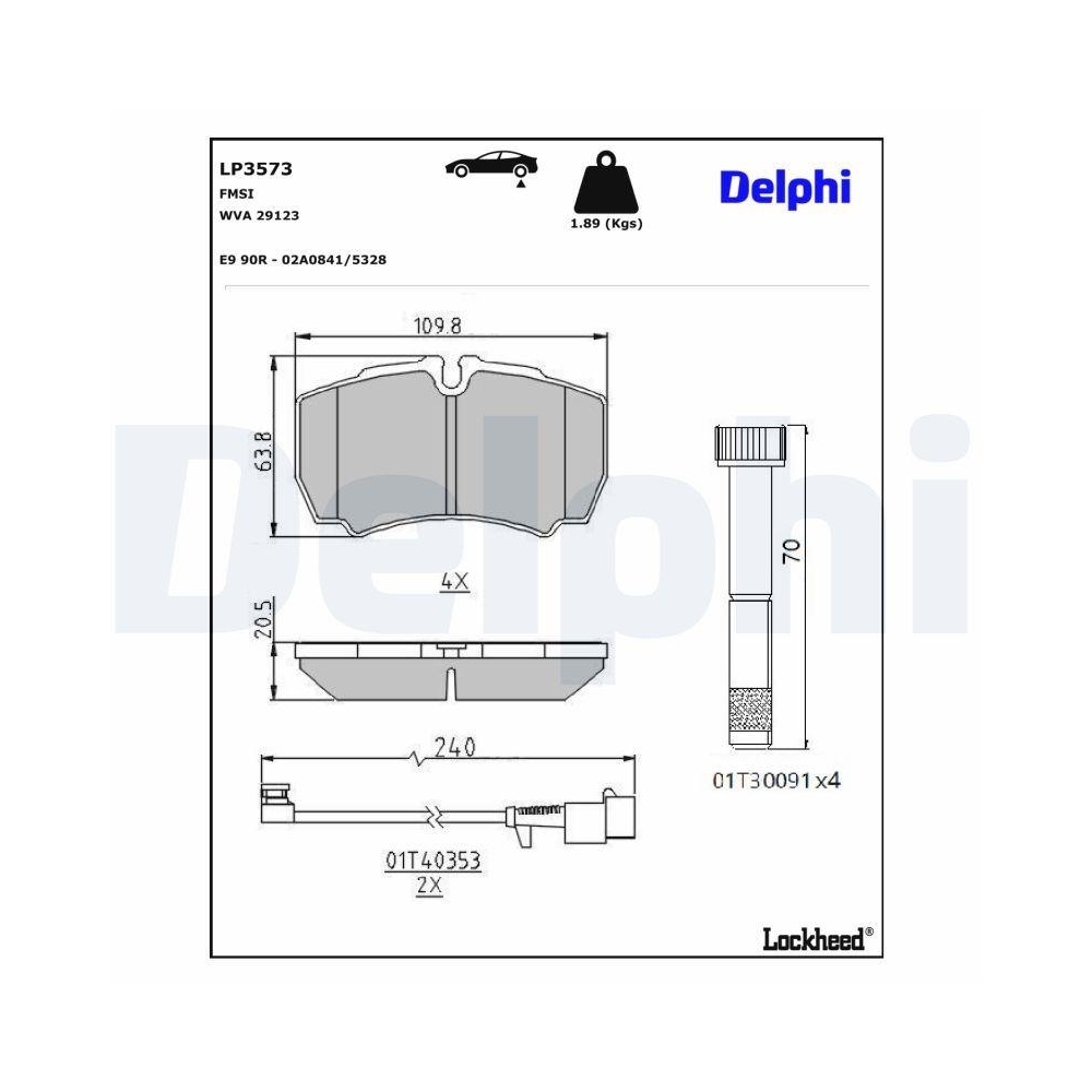 DELPHI LP3573 Bremsbelagsatz, Scheibenbremse f&uuml;r IVECO, Hinterachse