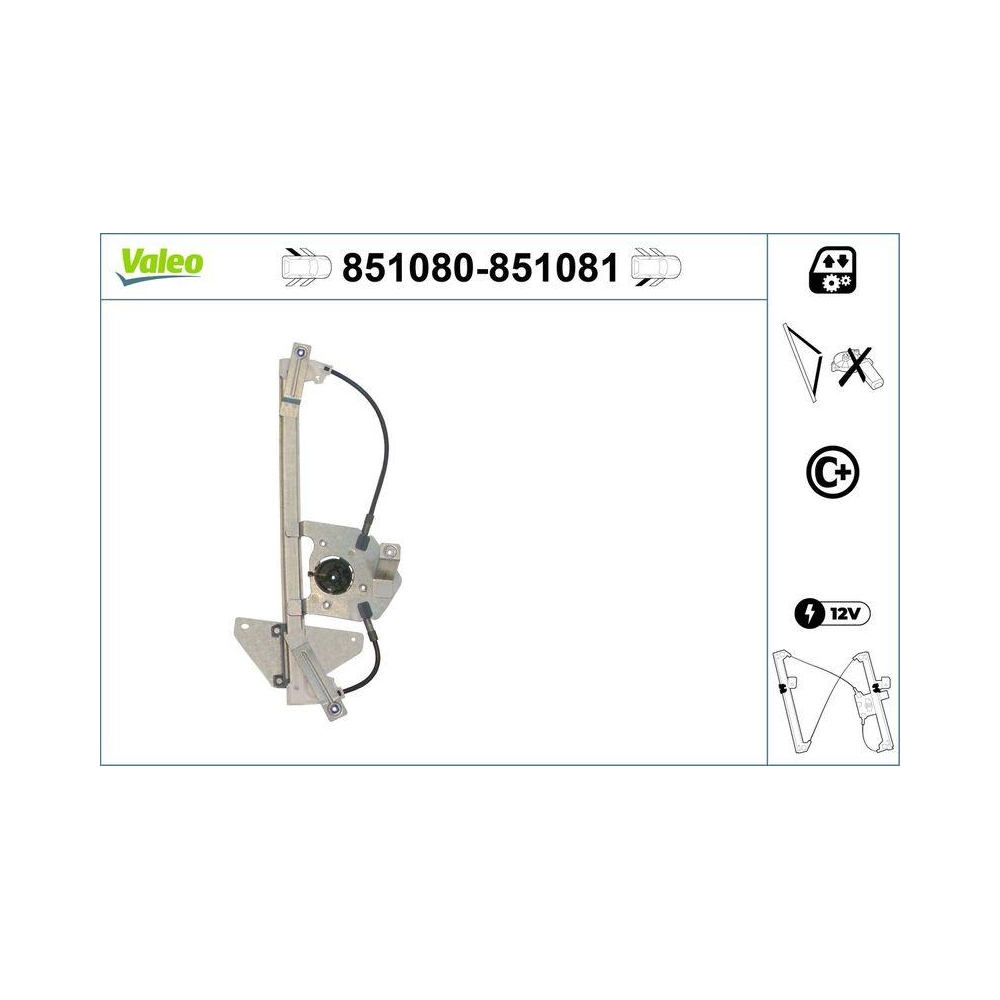 Fensterheber VALEO 851080 für CITROËN, hinten links