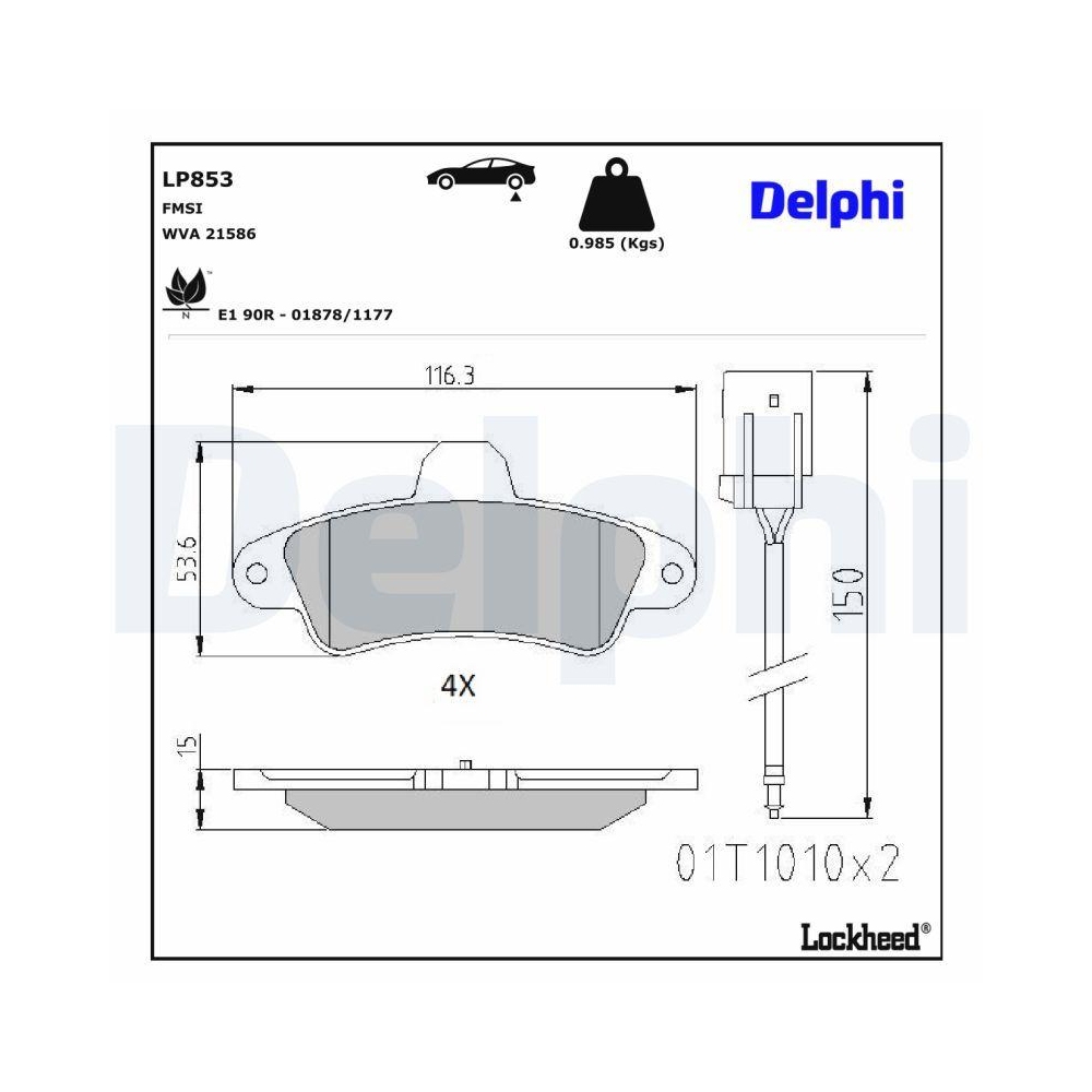 DELPHI LP853 Bremsbelagsatz, Scheibenbremse f&uuml;r FORD, Hinterachse
