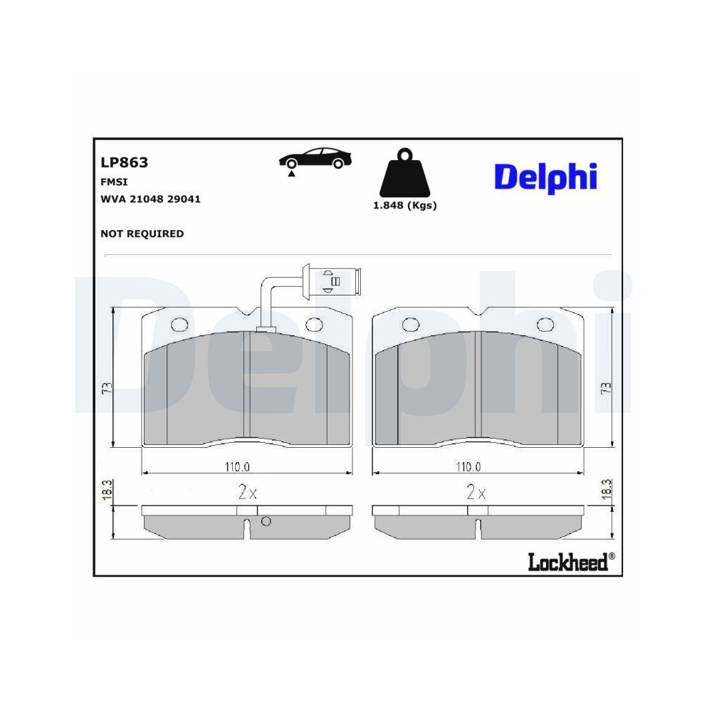 DELPHI LP863 Bremsbelagsatz, Scheibenbremse f&uuml;r IVECO, Vorderachse