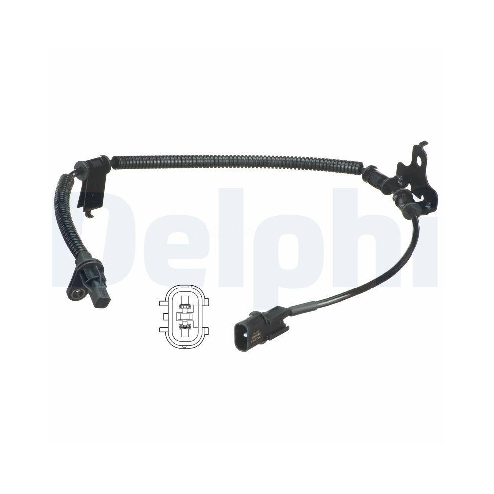 Sensor, Raddrehzahl DELPHI SS20386 für KIA, Vorderachse, Vorderachse links