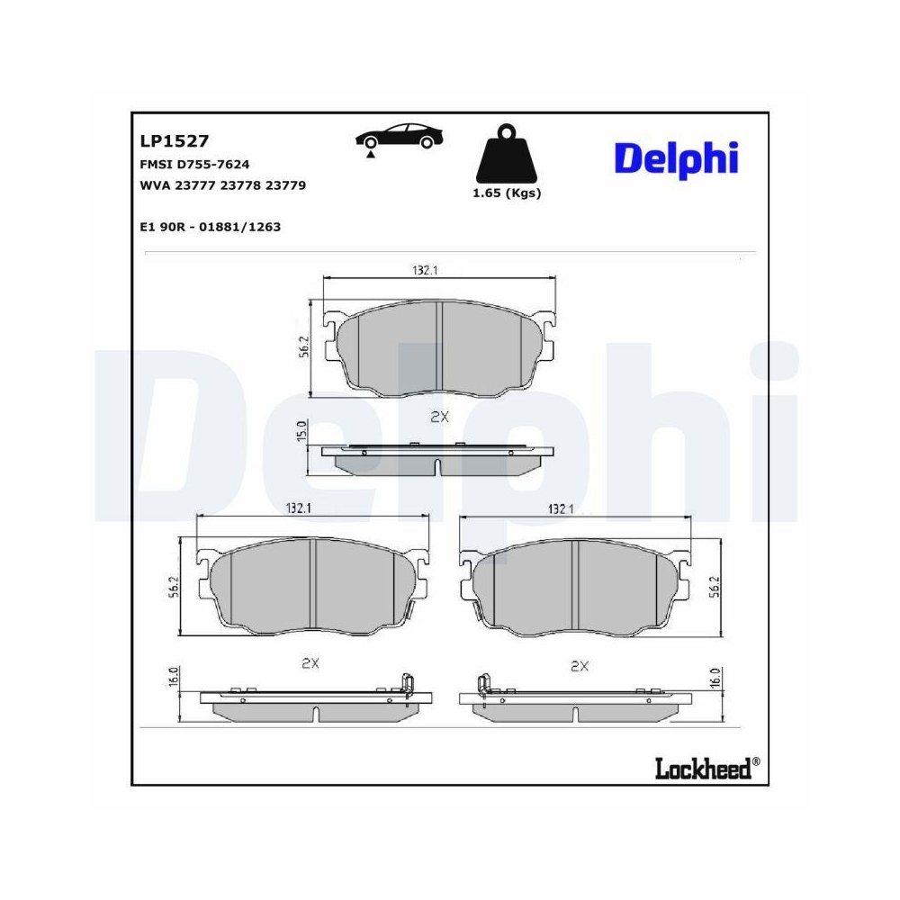 DELPHI LP1527 Bremsbelagsatz, Scheibenbremse f&uuml;r MAZDA, Vorderachse