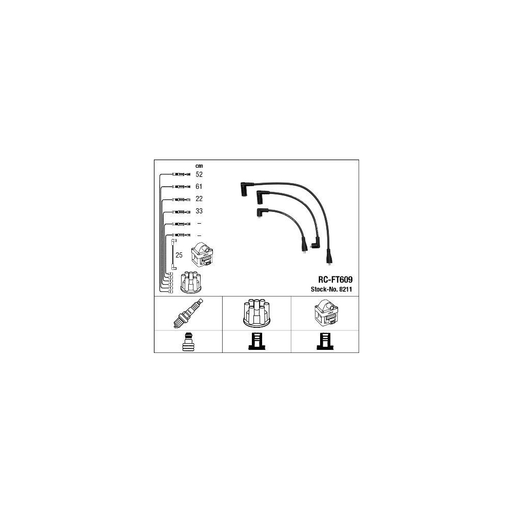 Z&uuml;ndleitungssatz NGK 8211 f&uuml;r ALFA ROMEO FIAT LANCIA FERRARI MASERATI ABARTH