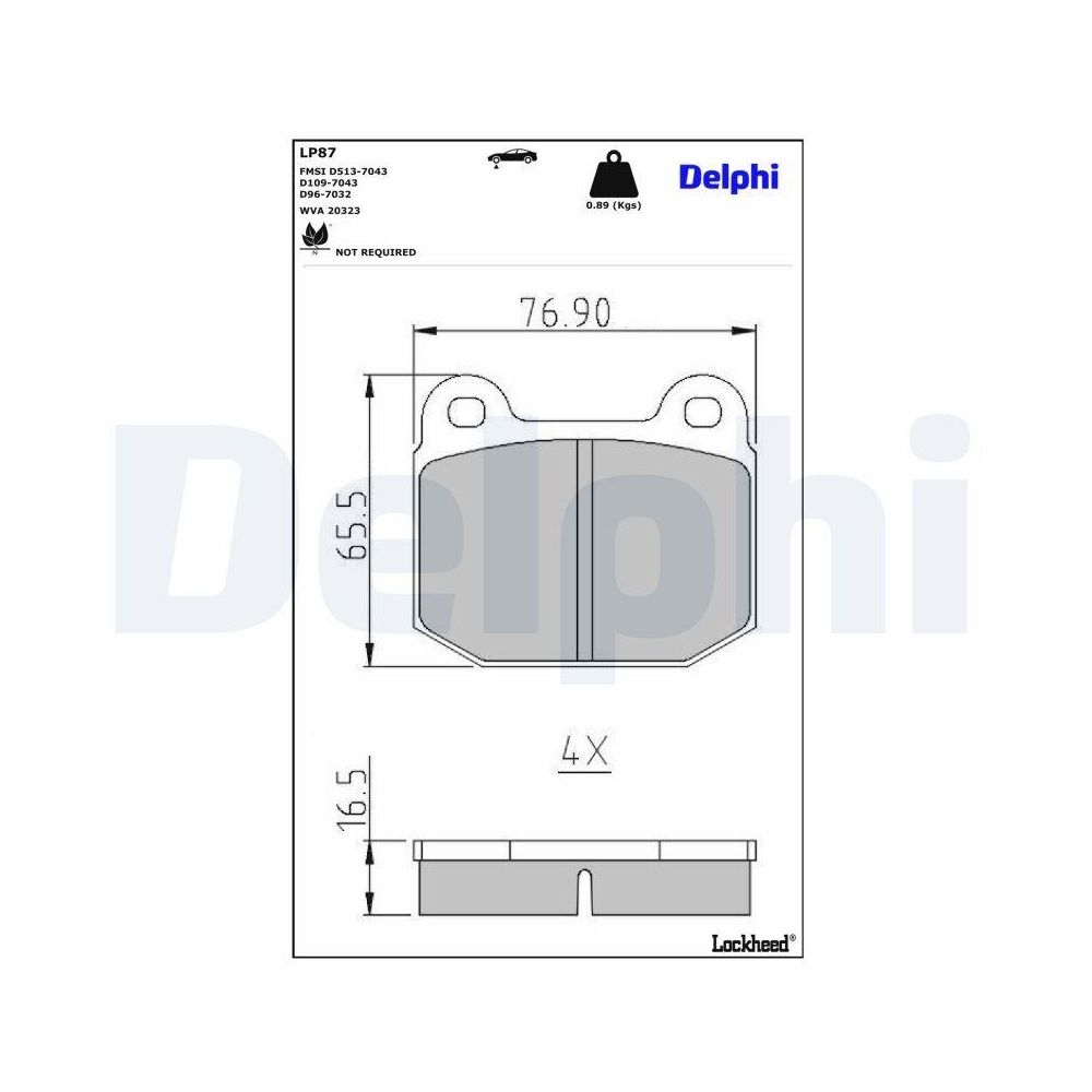 DELPHI LP87 Bremsbelagsatz, Scheibenbremse für OPEL VAUXHALL, Vorderachse