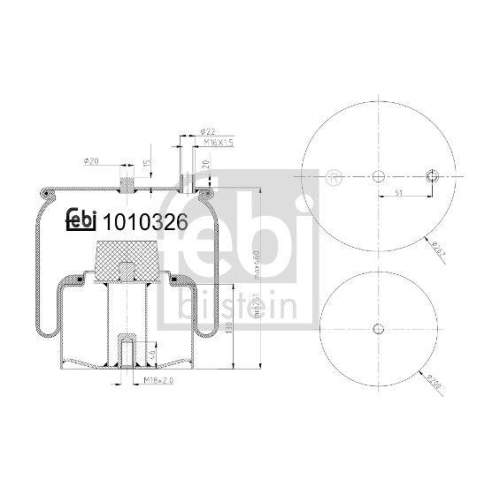FEBI BILSTEIN 1010326 Federbalg, Luftfederung f&uuml;r MAN, 2. Vorderachse