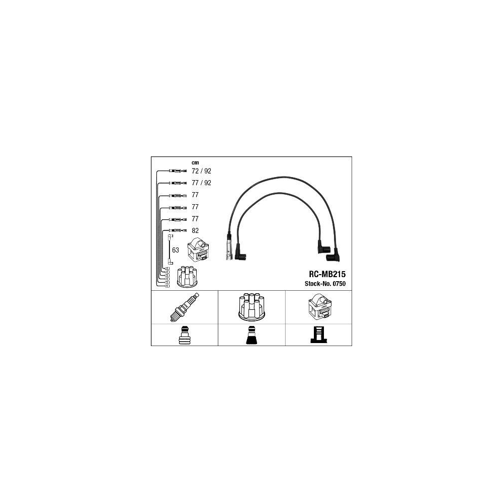 Zündleitungssatz NGK 0750 für, für Fahrzeuge mit Zündverteiler
