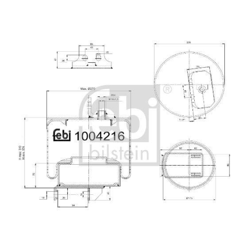 FEBI BILSTEIN 1004216 Federbalg, Luftfederung f&uuml;r IVECO, Vorderachse links