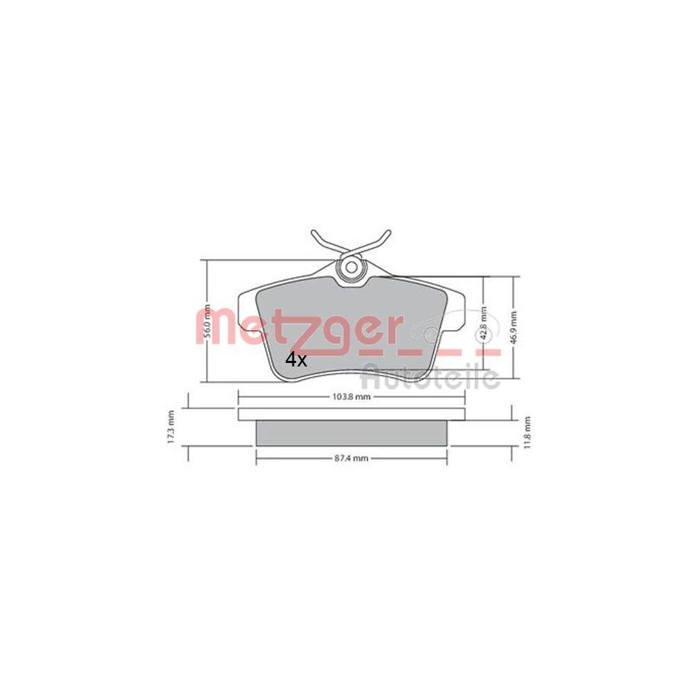 Bremsbelagsatz, Scheibenbremse METZGER 1170335 GREENPARTS f&uuml;r CITRO&Euml;N PEUGEOT