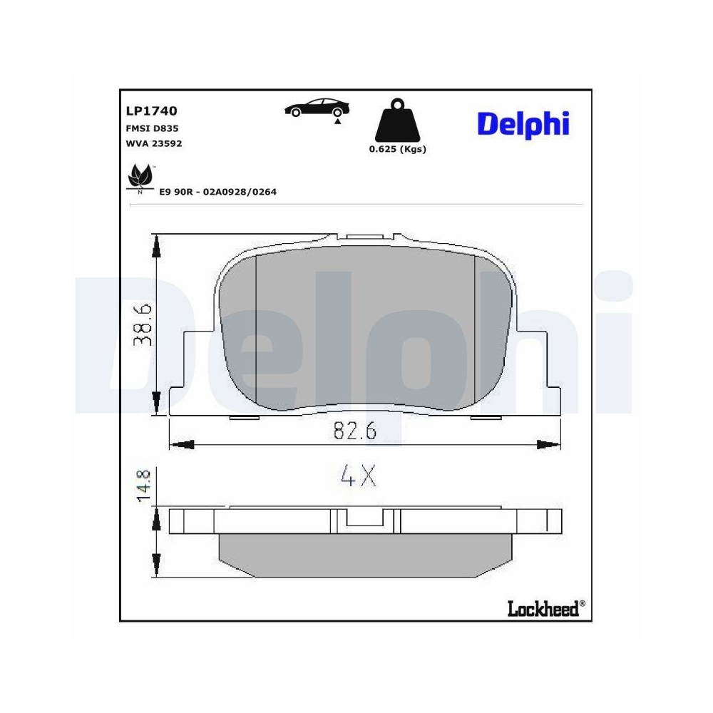 DELPHI LP1740 Bremsbelagsatz, Scheibenbremse f&uuml;r TOYOTA EAGLE LEXUS GEELY BYD