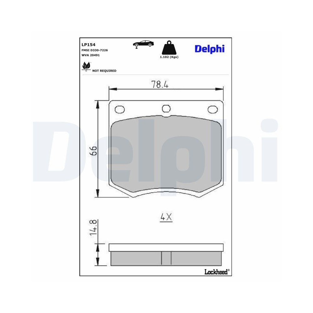 DELPHI LP154 Bremsbelagsatz, Scheibenbremse f&uuml;r FORD ROVER LEYLAND DAF HYUNDAI
