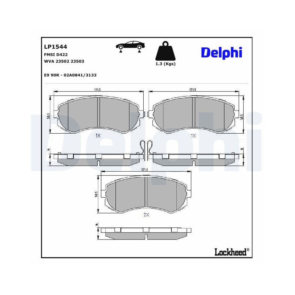 DELPHI LP1544 Bremsbelagsatz, Scheibenbremse f&uuml;r NISSAN, Hinterachse