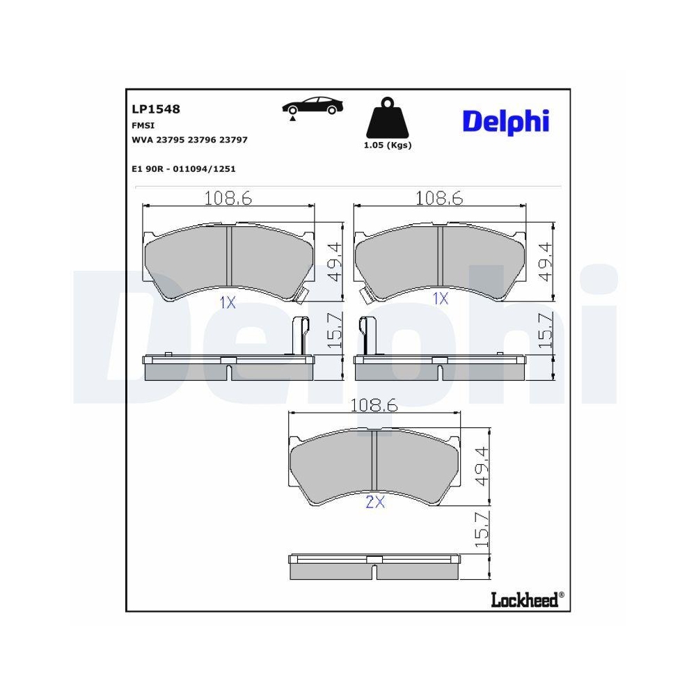 DELPHI LP1548 Bremsbelagsatz, Scheibenbremse für SUZUKI, Vorderachse