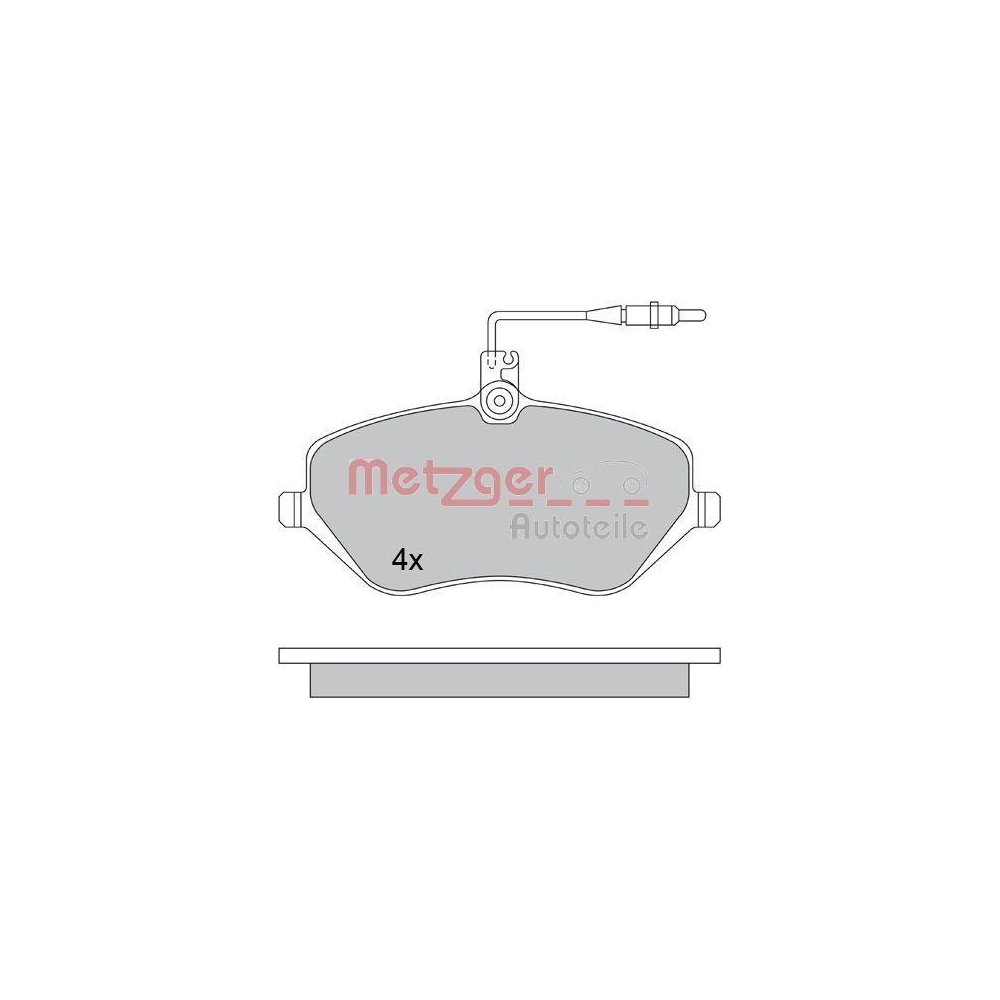 Bremsbelagsatz, Scheibenbremse METZGER 1170346 f&uuml;r PEUGEOT, Vorderachse