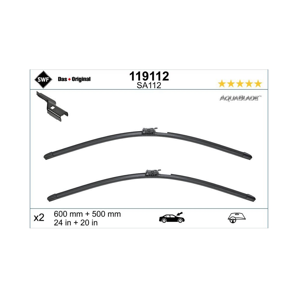 Wischblatt SWF 119112 DAS ORIGINAL AQUABLADE für VOLVO, vorne